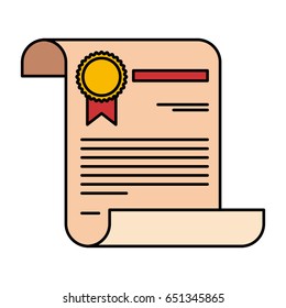 colorful silhouette image certificate document paper page with stamp vector illustration