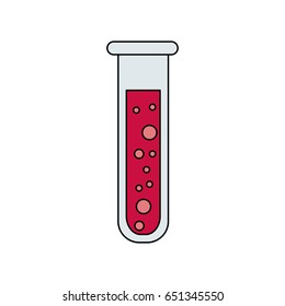colorful silhouette image glass test tube with solution vector illustration