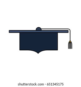 colorful silhouette image graduation cap front view vector illustration