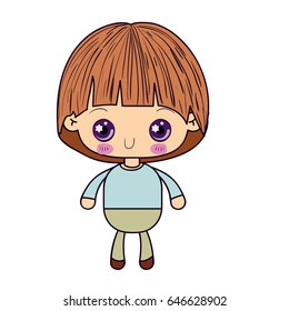 colorful silhouette of kawaii cute little boy vector illustration