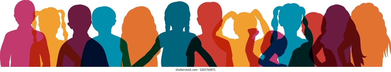 colorful silhouette kids isolated vector