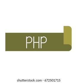 colorful silhouette label text of php vector illustration