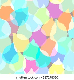 Colorful silhouette leaves pattern effect overlay and layered. Vivid foliage vector pattern seamless. Pink violet blue red neon lights leafs background.