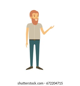 colorful silhouette of man with beard and standing in casual clothes vector illustration