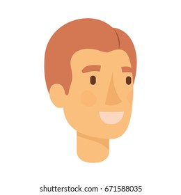 colorful silhouette of man face with light red hairstyle side parted vector illustration