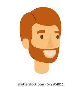 colorful silhouette of man face with reddish hair and bearded vector illustration