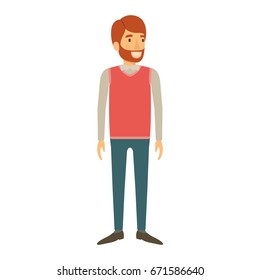 colorful silhouette of man standing with red hair and beard in formal clothes vector illustration