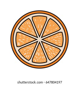 colorful silhouette with orange slice vector illustration