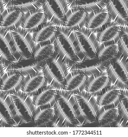 Colorful Silhouette of Palm Trees on White Background. Seamless pattern. Vector illustration. EPS10