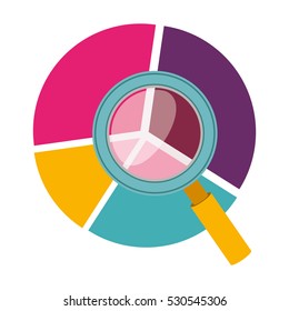 colorful silhouette with pie chart and magnifying glass