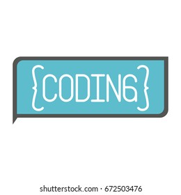 colorful silhouette of rectangle text coding vector illustration