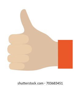 colorful silhouette of right hand thumb up vector illustration