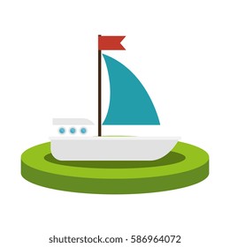 colorful silhouette with sailboat over base