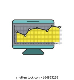 colorful silhouette of screen monitor and financial risk graphic vector illustration