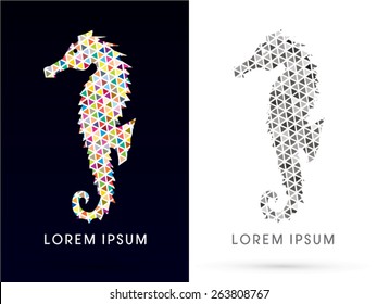 Colorful Silhouette, Seahorse, Designed using colorful triangle, sign, logo, symbol, icon, graphic, vector.