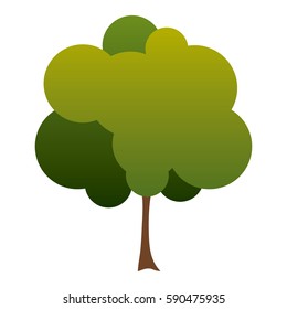 colorful silhouette small leafy tree with degraded leaves vector illustration