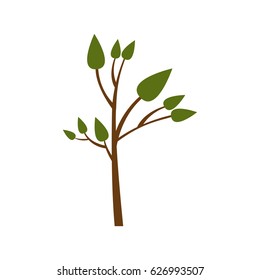 colorful silhouette of small tree with leafs vector illustration