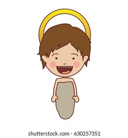 colorful silhouette of smiling baby jesus vector illustration