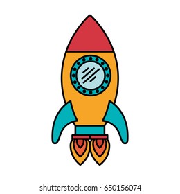colorful silhouette of space rocket with two turbines vector illustration