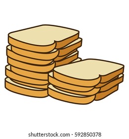 colorful silhouette stack slices bread bakery food vector illustration