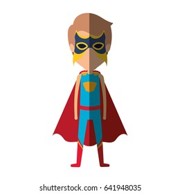 colorful silhouette with standing faceless man superhero and shading vector illustration