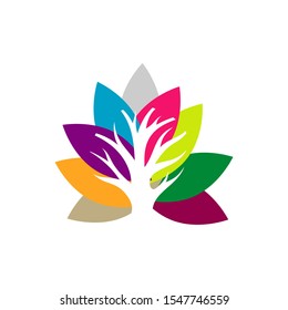 colorful silhouette of tree logo vector design graphics element