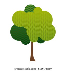 colorful silhouette tree with zigzag and wave lines inside vector illustration