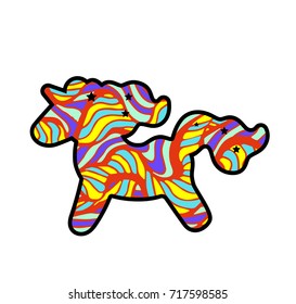 Colorful silhouette unicorn. Vector cartoon character illustration. Design for child t-shirt. Girls, kid. magic concept. Isolated on white background. Sticker