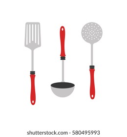 colorful silhouette utensils kitchen icon design