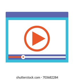 colorful silhouette of window with start playback icon vector illustration