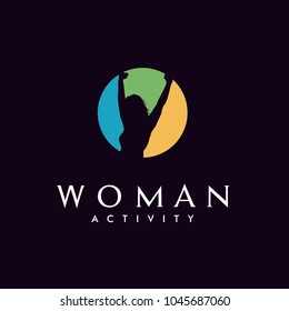 Colorful Silhouette Woman Wellness, Success, Empowered And Health Logo Design 