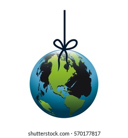 colorful silhouette with world hanging on rope and stain petroleum
