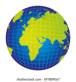 colorful silhouette with world map view from left side vector illustration