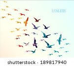 Colorful silhouettes of flying birds, vector illustration