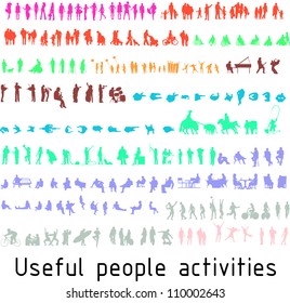 Colorful silhouettes for useful people activities