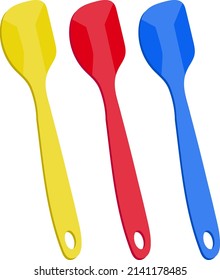 Colorful silicone spatulas, illustration, vector on a white background.