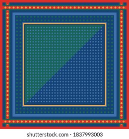 Farbiges Seidenschopfmuster auf blauem Hintergrund