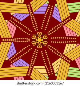Colorful Silk scarf pattern design useful for kerchief, bandana, neck wear, shawl, hijab, fabric, wallpaper, carpet, or blanket.