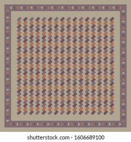 Colorful silk scarf pattern with triangle and geometric design