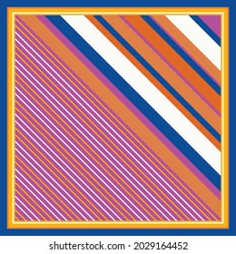 Colorful silk scarves pattern. Trendy scarf design on orange color