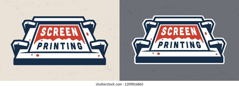 Colorful silkscreen vintage concept on dark and light gray backgrounds isolated vector illustration