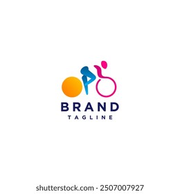 Colorful Simple Abstract Cyclist Silhouette Logo Design. Simple Bike Racer Icon Silhouette Logo Design.