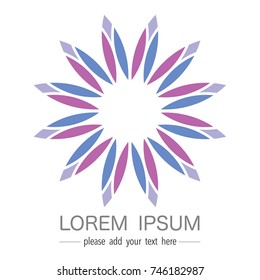 Colorful simple abstract vector purple flower design element