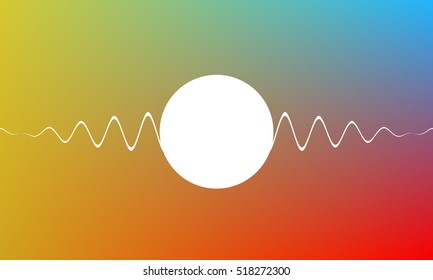 Colorful simple background with white waves, tech shapes. Vector abstract illustration