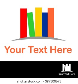 Colorful Simple Book Pile Library Bookstore Logo Vector