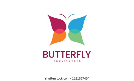 Colorful Simple Butterfly Vector Logo