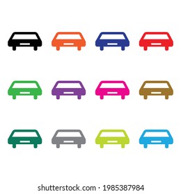colorful simple car icon from back. car back view