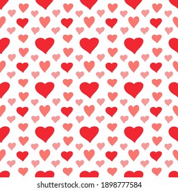 Colorful simple digital drawing seamless pattern with hearts in doodle style. Great basic for print, badge, party invitation, banner, holidays cards, print, paper, design. Valentine's day.