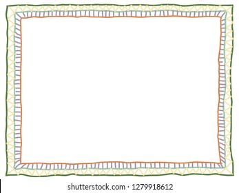 colorful simple doodle style border consists of stripes and zigzag pattern