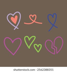 Colorful Simple Doodles Lineart Heart